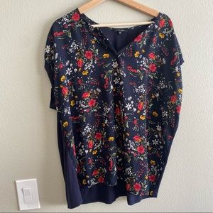 Papermoon 2X Navy Red Yellow Blouse floral